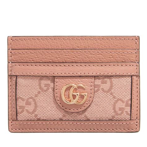 Ophidia GG card case in pink canvas 